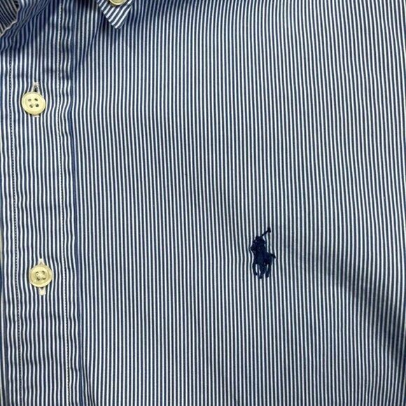 Men's Ralph Lauren Blu & White Custom Fit Oxford Shirt size 16 (32/33) - Picture 2 of 4